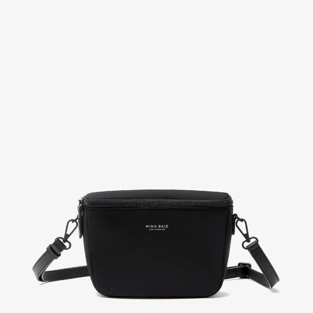 Mina Baie Black Gold Nylon Fanny Belt Bag